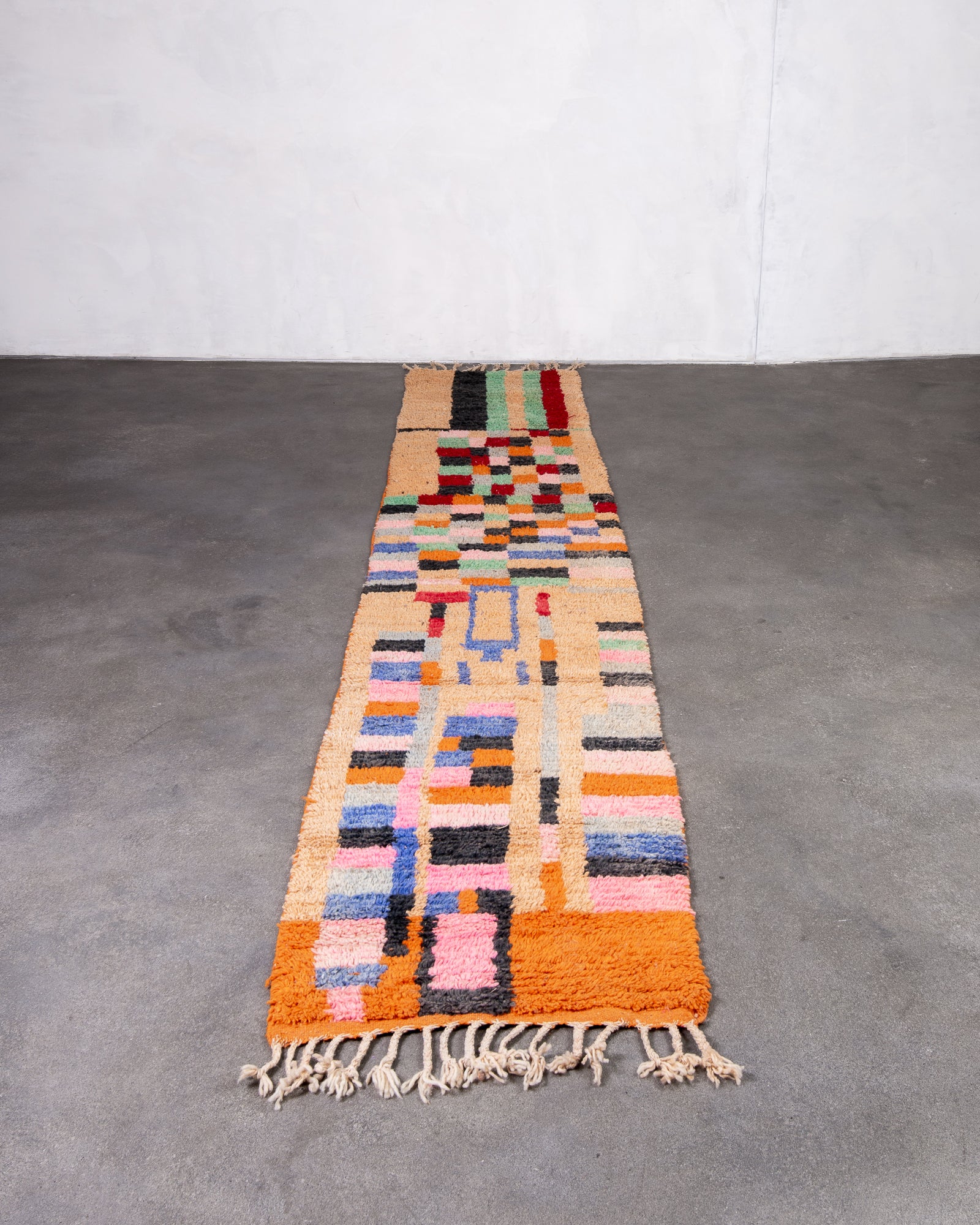 Modern designer handcrafted Berber rug from morocco Boujed with beautiful colors and patterns